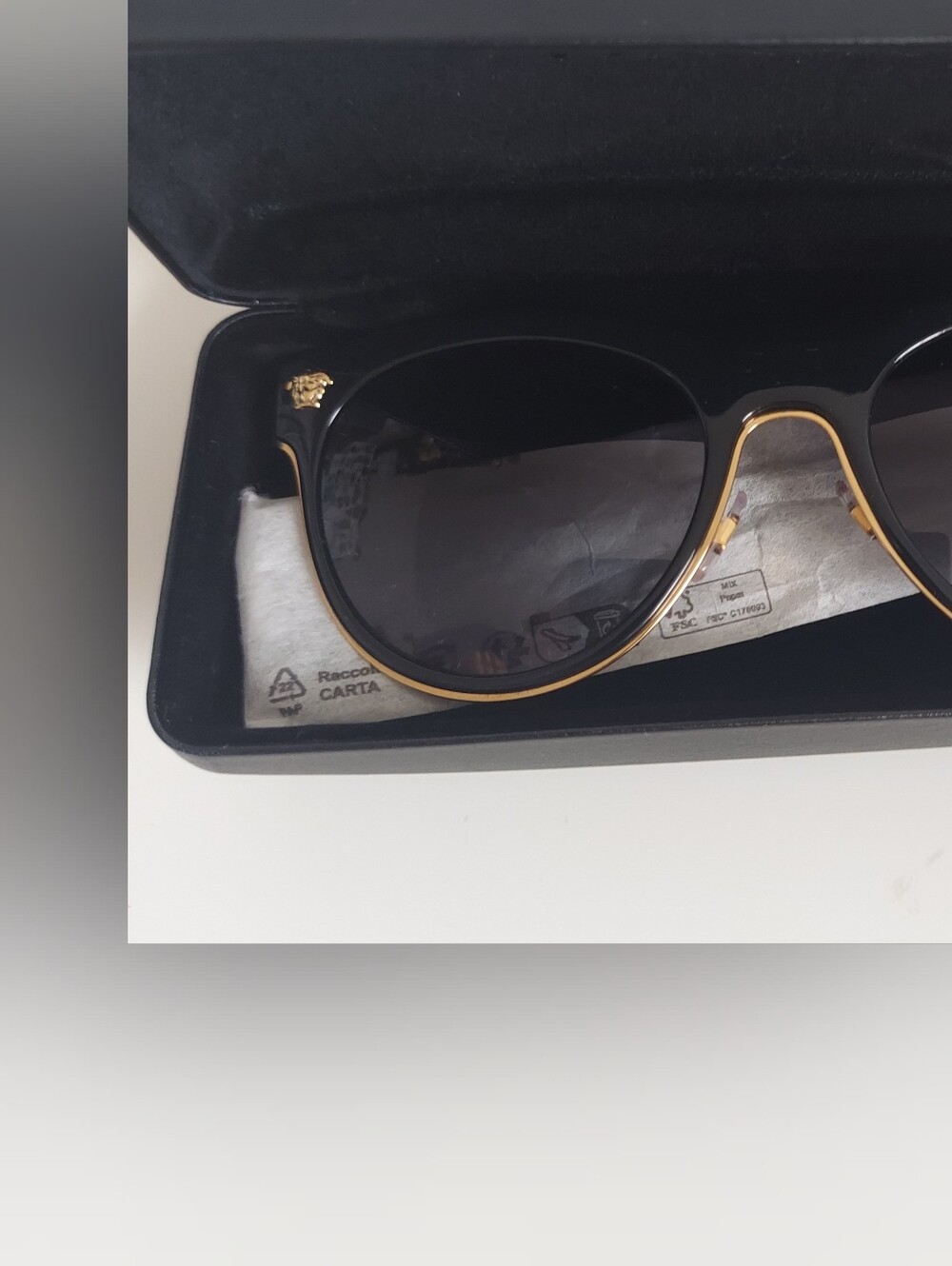 Versace Black and Gold Round Women's Sunglasses